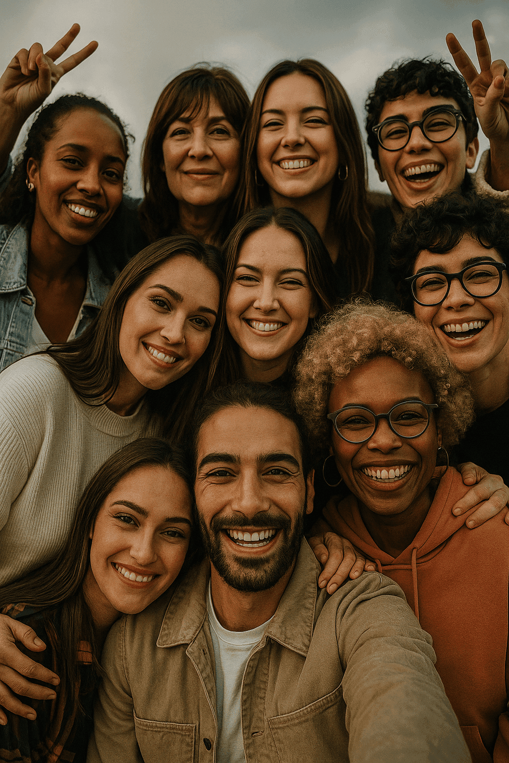 Happy diverse group of people